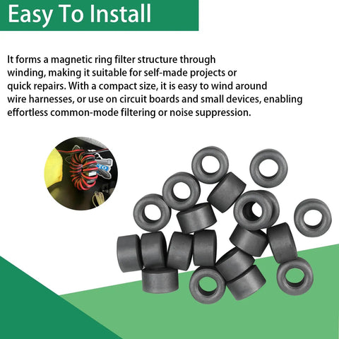 Ferrite Cores FT50-43 Pack Of 20 for Toroidal EMI Filters shown with wiring example