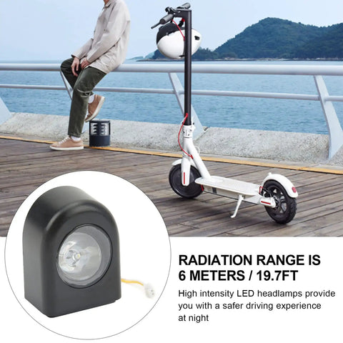 Beefed Up LED Front Headlight For Electric Scooters Long Range Beam Replacement Part Waterproof Front Light Spotlight For Night Riding And Outdoor Cycling Compatible With M365 M365 Pro M365 Pro2 1S Lite