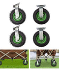 Eight Inch Pneumatic Caster Wheels Heavy Duty Rubber Inflatable Tires Four Piece Set showing two swivel and two rigid types.