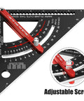 Close-up of 7 Inch Aluminum Rafter Square for Woodworking and Framing Durable Carpenter Layout Tool with adjustable screw