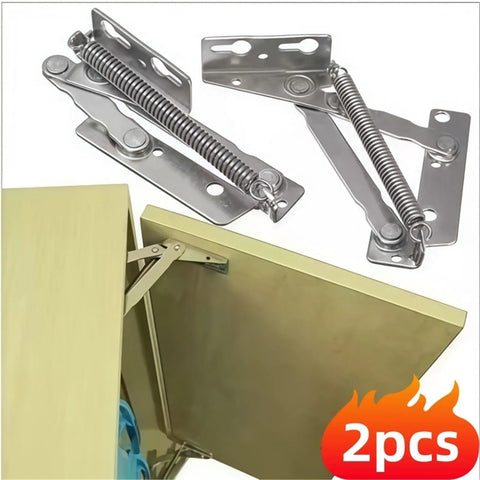 Heavy Duty Spring Hinges 80 Degree Lift Top For Cabinet Doors And Sofa Beds, 2 pack, silver finish, surface mount