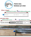 Pro Grade 2 Pack Heavy Duty Ball Bearing Drawer Slides Undermount Runners for Cabinets, size shown with thickness and extension details.