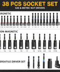 All In One 86 Piece Magnetic Impact Nut Driver Set With Socket Adapters, Universal Joint, Flexible Shaft, metric and SAE sizes