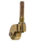 Solid Brass Furniture Casters 3/4 Inch Diameter With 1/4 Inch Stem, close-up of swivel roller with threaded stem for easy furniture movement.