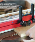 2Pcs Table Saw Feather Board With Dual Bearing Rollers And Adjustable Safety Push Block For Dead Nuts Secure Guide And Smooth As Silk Feed Tracking On Table Saws Or Router Tables with brass screws adjusting for board thickness.