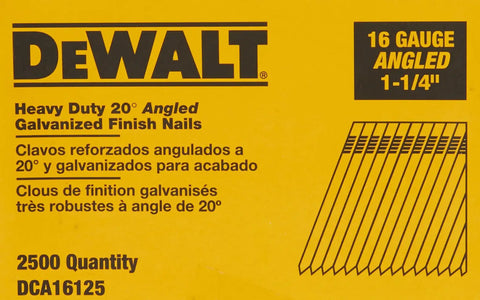Finish Nails For 20 Degree Finish Nailer 1-1/4 Inch 16 Gauge Galvanized 2000 Pack Built Tough Pro Grade Fasteners