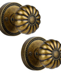 Antique Brass Dummy Door Knob Set for Closet and Pantry Non Turning Interior Door Handles Vintage No Lock Pull Knob for Double Doors