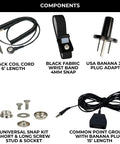 Components of ESD Mat Workstation Grounding Kit With 15 Foot Common Point Ground Cord And Banana Plugs shown.