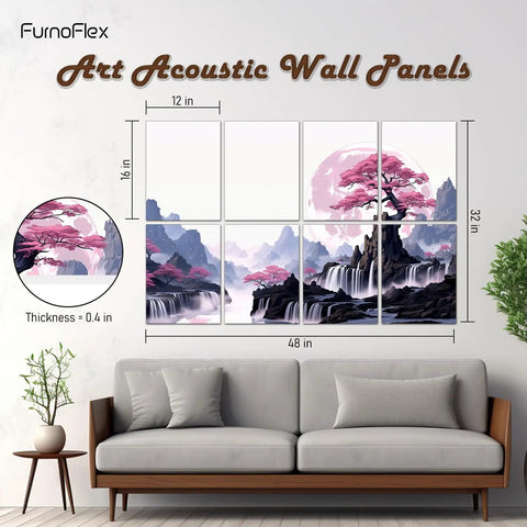 Badass Sound Absorbing Wall Panels High Density Acoustic Foam Tiles Pro Grade Noise Dampening Decor For Home Studios mounted above a sofa