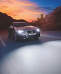 Car with Night Breaker Laser D1S HID Xenon Bulb Next Generation 200 Percent Brighter Up To 250 Meter Long Beam at dusk