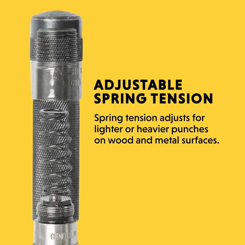 Heavy Duty Automatic Center Punch For Marking And Scribing Holes In Wood And Metal With One Hand Trigger Adjustable Spring Tension Steel Body