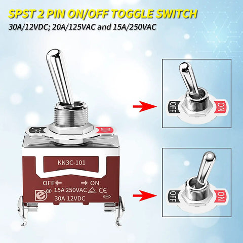 Heavy Duty Marine Toggle Switch 12V DC 30A Waterproof 2 Pin SPST On Off Switch With Boot Cover 125V AC Rating Product Display