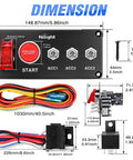 5 In 1 Rocker Switch Panel With Engine Start Button And Relay Harness, 12V LED Toggle Switches dimensions and components