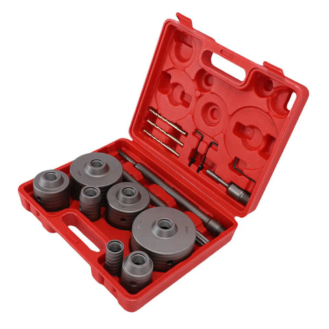 Awesome 7 Piece Concrete Hole Saw Kit With Tungsten Steel Bits And SDS Plus Shank For Brick Stone Wall Jobs Including Dust Bag To Tackle Any Tough Drilling Job With Ease, red case open