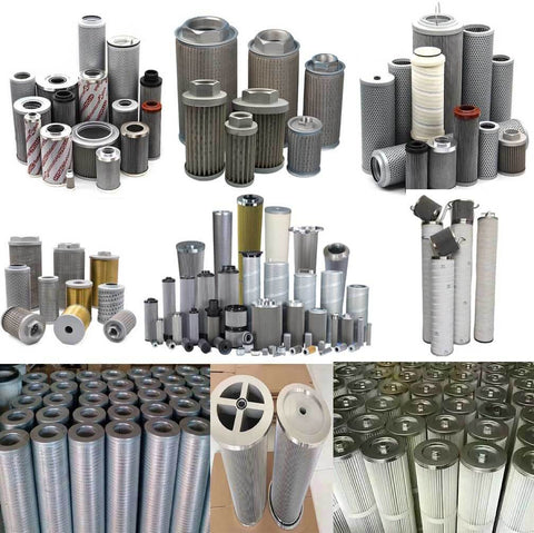Assorted hydraulic filter elements, compatible with Rexroth systems, high-efficiency filtration for industrial pumps and valves.