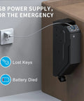 Three Way Access Biometric Gun Safe For Handgun With Fingerprint Recognition PIN Code And Key Backup connected to USB outlet