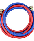 Heavy Duty 4Ft Washer Hoses Dual Color Burst Proof Water Supply Lines 3 Quarter Inch Fittings For Hot And Cold Laundry Washers 2 Pack With Leakproof Washers And Easy Install, red and blue