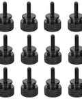 12 Pack M3x10mm Knurled Thumb Screws For PC Case Aluminum Alloy Black Finish Hand Tighten Tool Free Installation Durable Computer Case Screws For Easy Access And Reuse