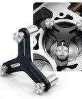 Julaiwy universal piston ring squaring tool with 32-blade feeler gauge, black aluminum frame on engine piston