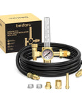 Argon CO2 Gas Flow Meter Regulator With 8.2FT Hose For MIG TIG Welding, Plug-In Ready CGA-580 Inlet, Connects To Argon Helium CO2 Tanks, 0 To 60 CFH Flow Gauge, Easy Install, Durable Weld-Grade Regulator For Home Garage, with hose and fittings