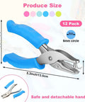 12 Pack Dope Cushioned Grip Single Hole Paper Punch Heavy Duty Hand Tool with blue handles and 6mm circle punch size