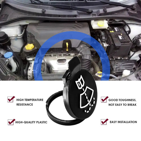 Premium Windshield Washer Fluid Reservoir Cap Replacement For GM Cars shown installed in GM engine bay 2010-2016 models