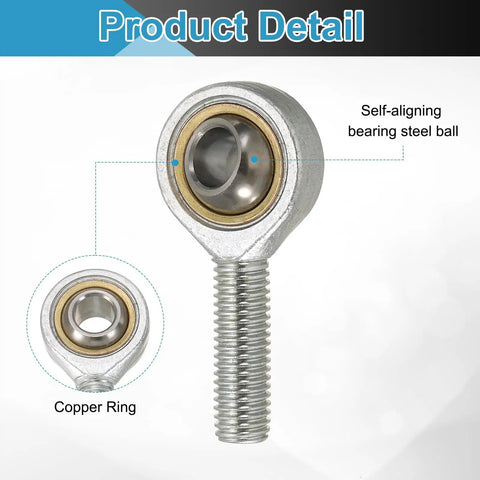 4 Pack SA12TK Rod End Bearing Set With 12mm Bore M12x1.75 Right Hand Male Thread Self Lubricating Joint Rod Ends With Jam Nuts Built Tough For Heavy Duty Mechanical Linkage Chrome Steel, self-aligning bearing steel ball