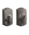 Camelot Electronic Keypad Deadbolt Lock With Keyless Front Door Entry In Antique Pewter Finish, Mechanical Key Backup Included