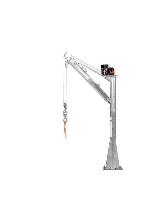 Smooth Operator DC Powered Jib Crane With Galvanized Build And Telescoping Boom handles 1500 pounds with 360 swivel design.