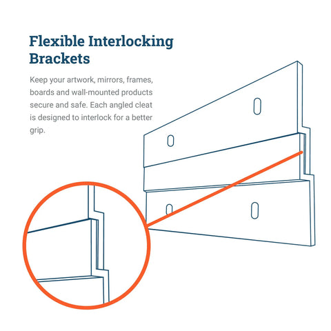 Beefy Heavy Duty Mirror Hanger Kit With 6 Inch Aluminum Z Clips 3 Pairs 50 Lb Capacity Wall Mount Brackets diagram