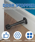 24 Pack Heavy Duty Door Stops With Soft Rubber Tip Wall Mount Solid Zinc Alloy Bottom Stopper For Doors And Walls Protection Black Finish Easy Install Durable Door Wall Protector Set