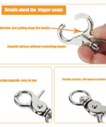 Thirty Piece Kickass Heavy Duty Trigger Snap Hooks With Swivel Action Zinc Alloy Build showing smooth surface and 360-degree rotation feature.
