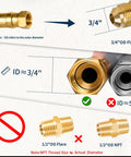 Half Inch Natural Gas Hose With Quick Connect For Propane To Natural Gas Conversion Kit showing fitting sizes and compatibility