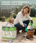 Gardener using Top Notch 10 Piece Heavy Duty Garden Tool Set With Stainless Steel Tools And Wooden Handles Comes With Storage Bag