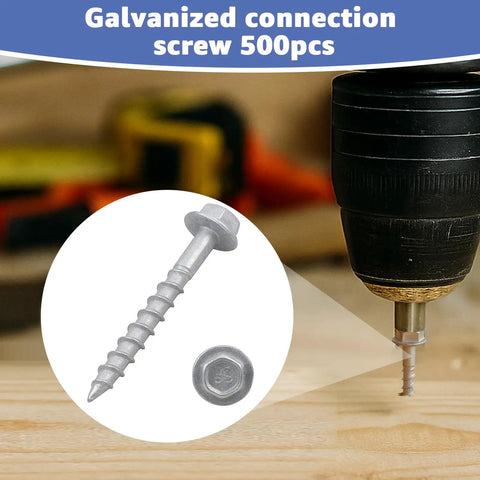 Heavy Duty Joist Hanger Screws For Framing No. 9 By 1-1/2 Inch Construction Screws shown with drill