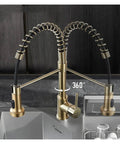 ZBSAVFM Matte Black Pull-Down Kitchen Faucet 360° Swivel Mixer Tap with Hot/Cold Water, stylish gold finish.