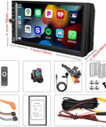 Wireless Double Din Car Stereo With Wireless CarPlay And Android Auto 7 Inch HD Touchscreen Bluetooth Five Point One FM Radio GPS