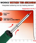 Pro 75W Soldering Station With Rapid Heat Up Digital Display T12 Tip showcasing fast heat recovery graph