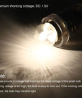 Close-up of Rock Solid E10 Screw Base Miniature Bulb shining, showcasing 1.5V warm yellow light for flashlights and experiments.