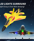 Foam Remote Control RC Planes 2CH 2.4Ghz Awesome Fighter Jet With Lights Easy To Fly for kids and adults in flight with LED lights.