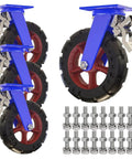 Heavy Duty Industrial Caster Wheels Pack Of 4 Solid Rubber Rollers Built Like A Tank For Smooth As Butter Swiveling with locking brakes.