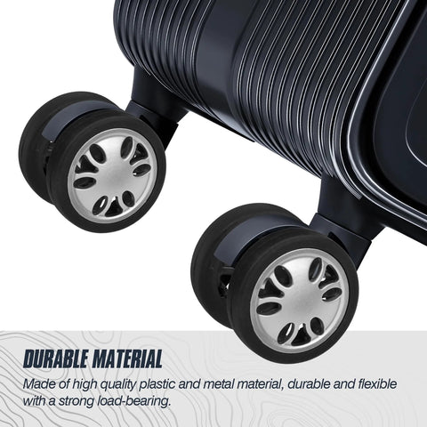 Close-up of installed 8 Piece Luggage Replacement Wheels Set 50mm Diameter 360 Degree Swivel Rubber Casters For Suitcases.