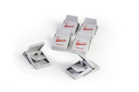 Better Mousetrap 6-Pack Never-Touch Design, Precision Stainless Steel Spring, Reusable Molded Plastic Traps in open view