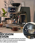 Precision Shower Screen Kit For 58Mm Breville Sage Oracle Espresso Machines on espresso machine showing stainless steel design.