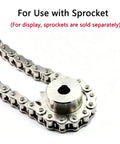 Top Shelf 304 Stainless Steel Short Pitch Roller Chain For Smoother Transmission And Rust Free Long Lasting Performance In All Kinds Of Heavy Duty Industrial Machinery And Equipment With Steady Power Transfer displayed with a sprocket fitting.