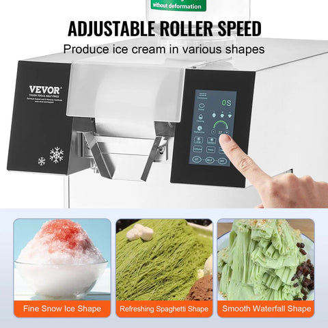 Built Different Commercial Snowflake Ice Machine Cranks Out 507 Lbs Daily With Fast Air Cooled Cooling And Tough Stainless Design Ideal For Cafes Bakeries Or Street Food Vendors with adjustable roller speed for different ice shapes.