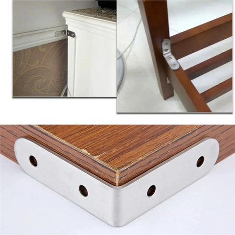 Rock Solid Stainless Steel L Brackets Corner Connectors Pack Of Fifty for strong corner support on furniture and wood projects.