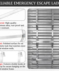 Aluminum Egress Window Well Ladder 3 Step With Hook, Basement Escape Ladder Fits 4-5 Ft Window Wells, 14 Inch Rung Spacing, 50 Inch Height, 300 Lb Capacity, No-Hassle Safe Emergency Home Access, aluminum ladder in metal window well