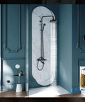 Oil Rubbed Bronze Shower Faucet Set With Hand Sprayer And Tub Spout 12 Inch Extension Tube Included 8 Inch Rainfall Shower Head in use