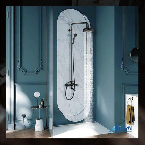 Oil Rubbed Bronze Shower Faucet Set With Hand Sprayer And Tub Spout 12 Inch Extension Tube Included 8 Inch Rainfall Shower Head in use